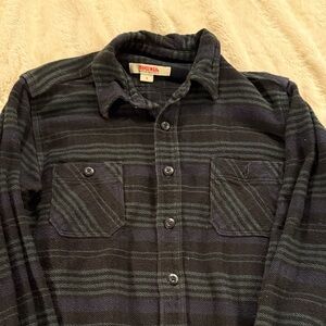 Birdwell Black and Green Plaid Shirt medium weight, cotton flannel